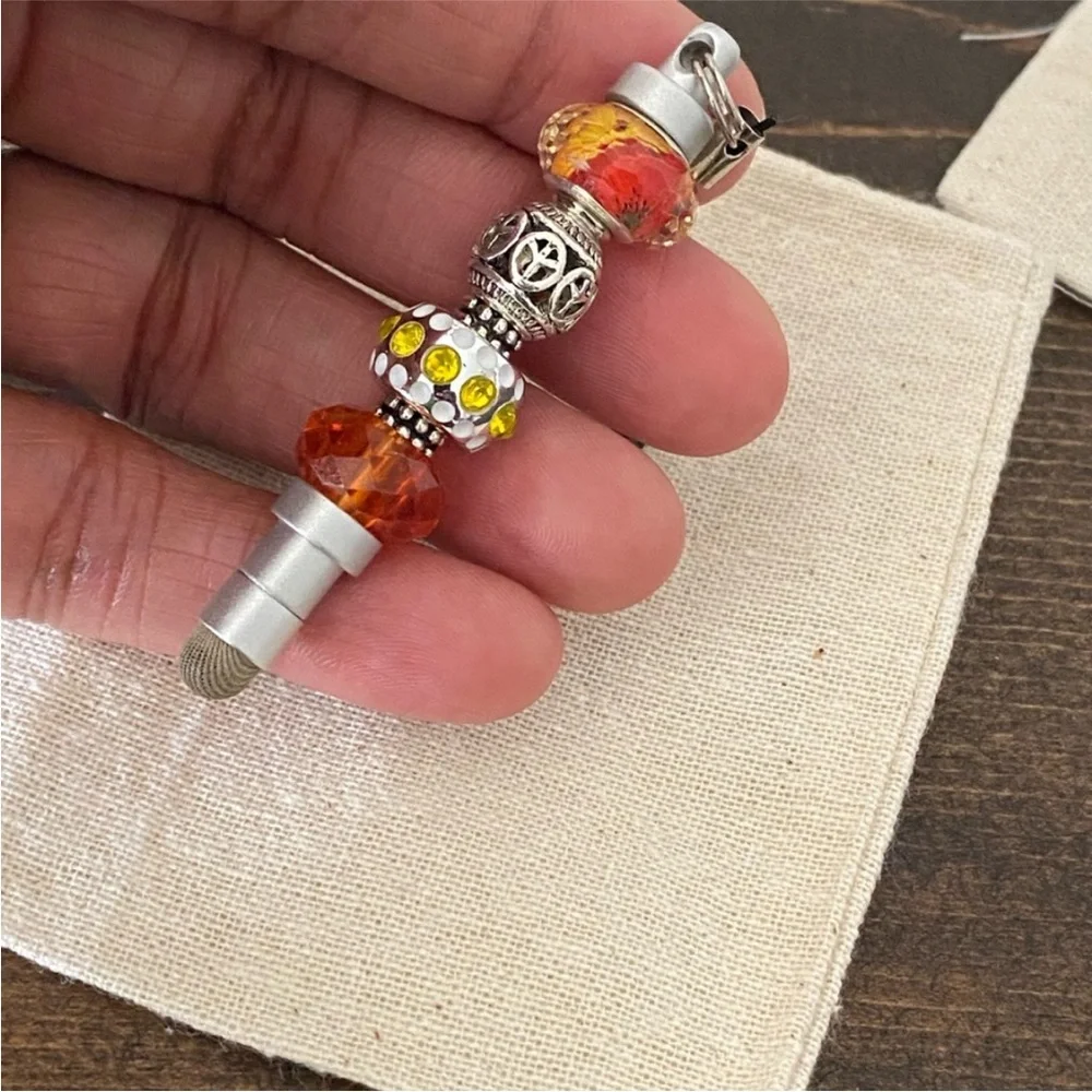 Orange Beaded Stylus Mini Cell Phone Accessory